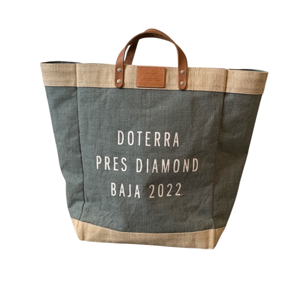 Apolis Global Citizen large market tote bag burlap jute‎ leather gray tan